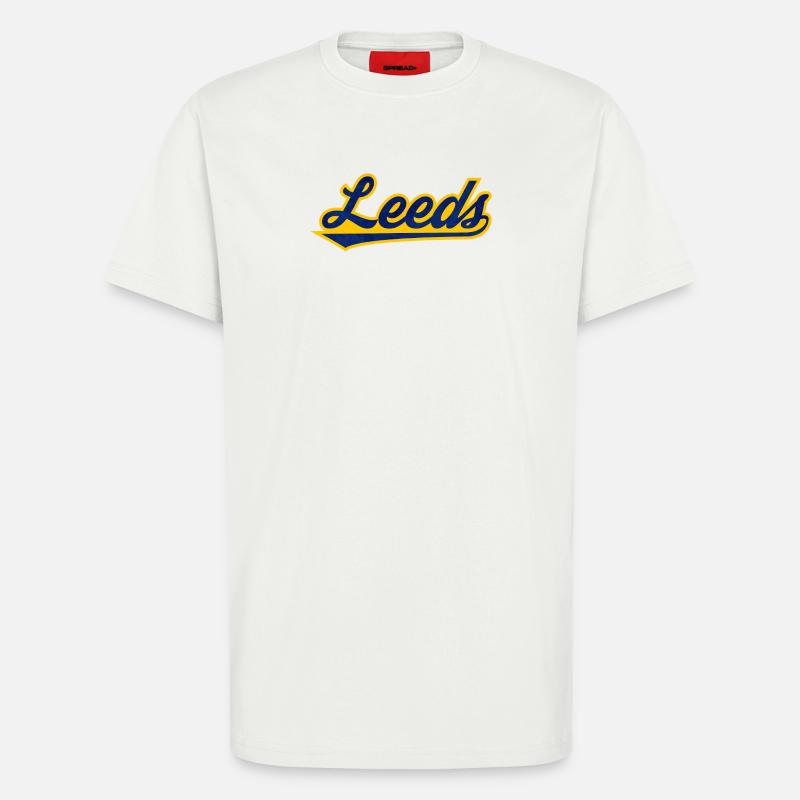 Leeds Script Logo Blau Gelb - T-Shirt - made by SPREAD - OFF WHITE