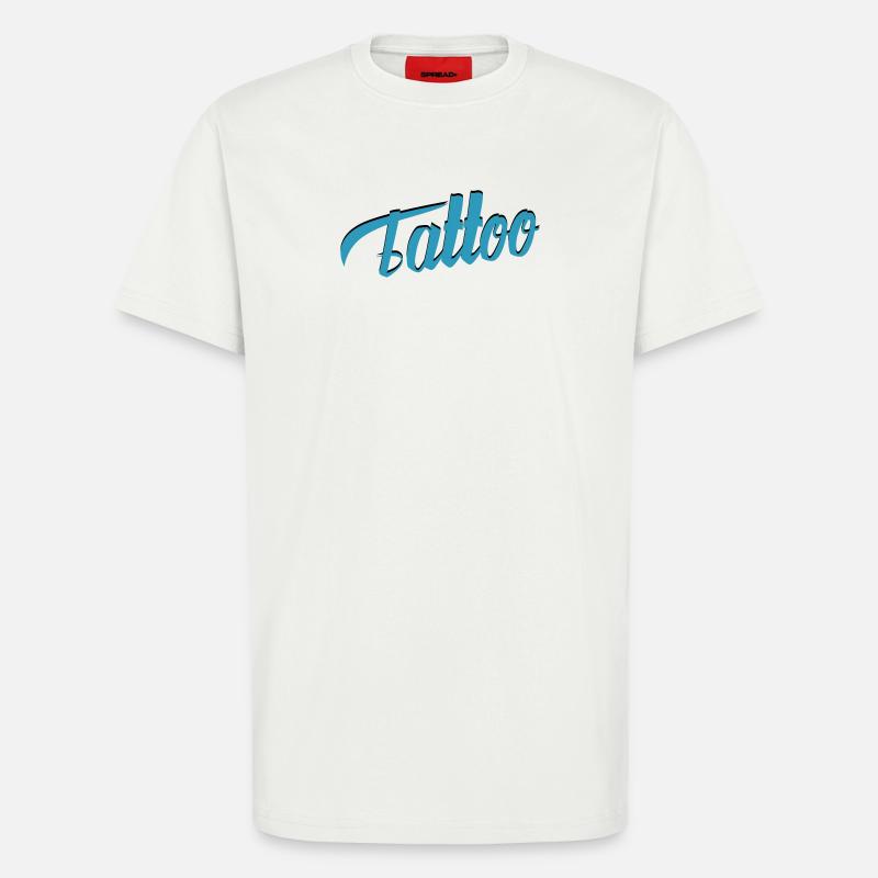Tattoo Script in Teal - T-Shirt - made by SPREAD - OFF WHITE