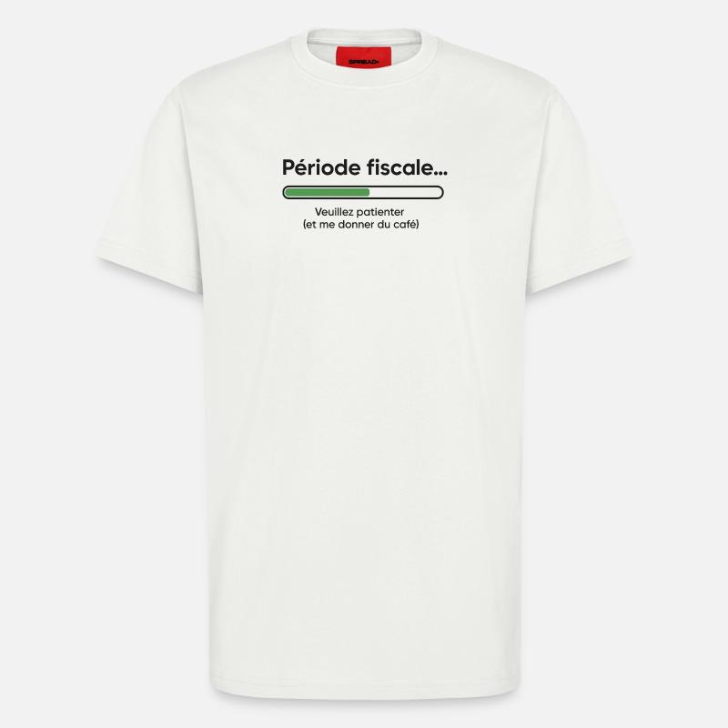 Fiscal period: slow loading, fast coffee - T-Shirt - made by SPREAD - OFF WHITE