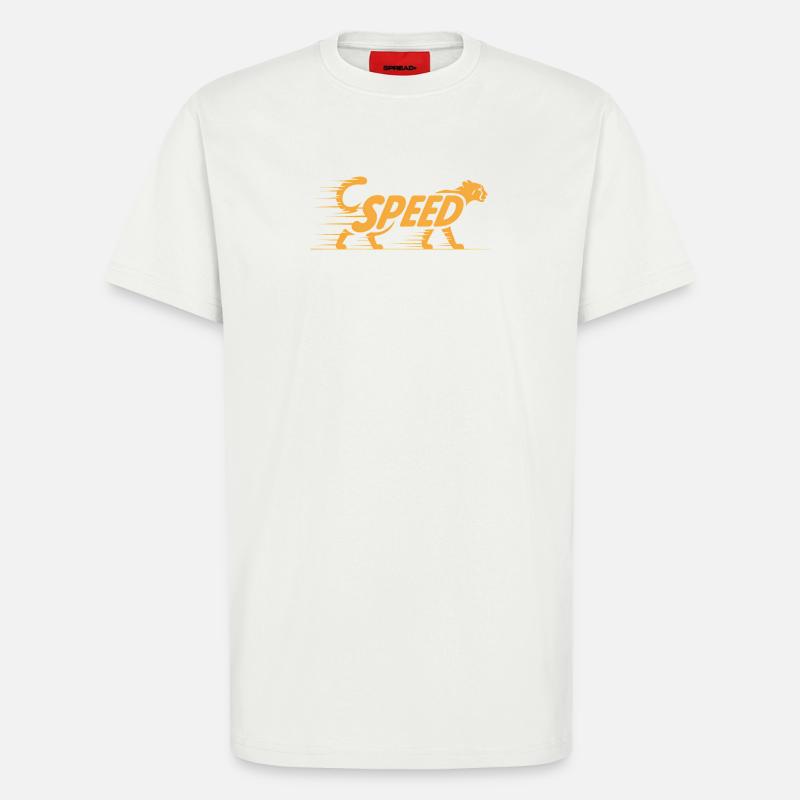 Cheetah Speed - Logo de chat cool - T-shirt bio décontracté fabriqué en UE - OFF WHITE