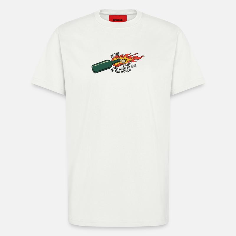 Flammende Flasche sei das Licht - T-Shirt - made by SPREAD - OFF WHITE
