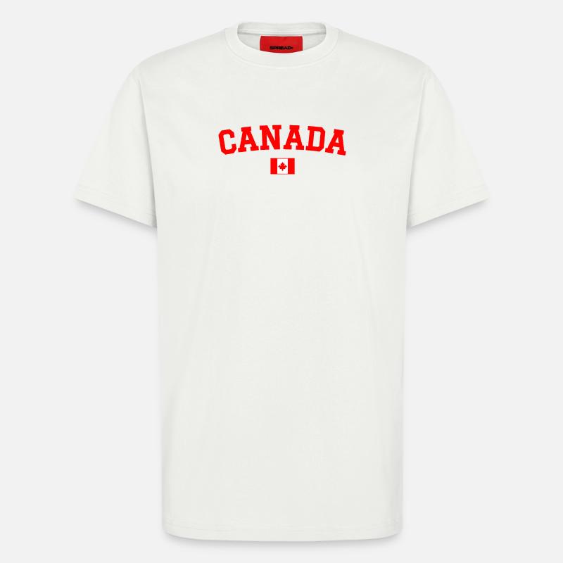 Drapeau du Canada Rouge - T-shirt bio décontracté fabriqué en UE - OFF WHITE