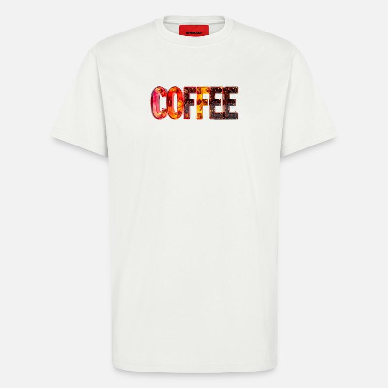 COFFEE – Glasbuchstaben mit Kaffeebohnen - T-Shirt - made by SPREAD - OFF WHITE