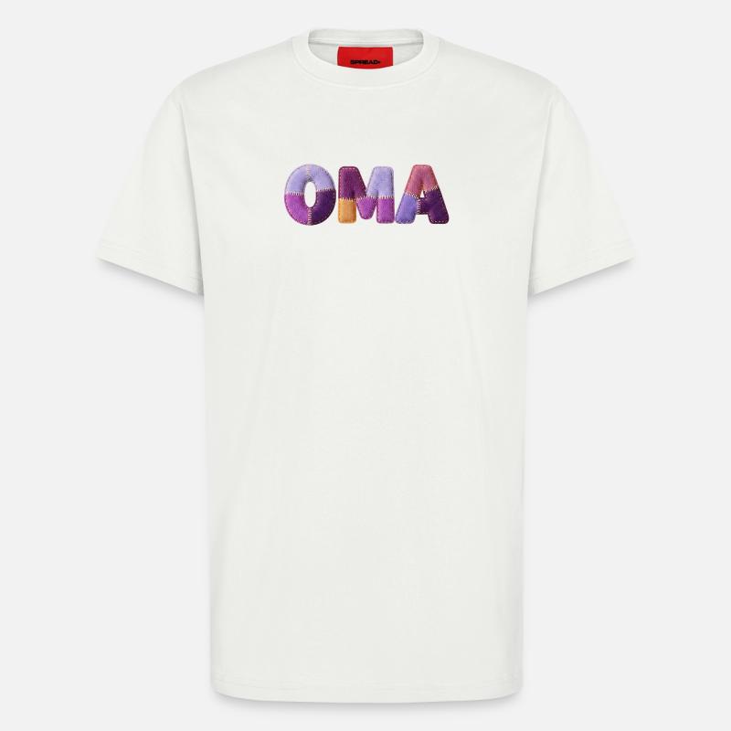 Grand-mère Patchwork Letters : Tendance majeure - T-shirt bio décontracté fabriqué en UE - OFF WHITE