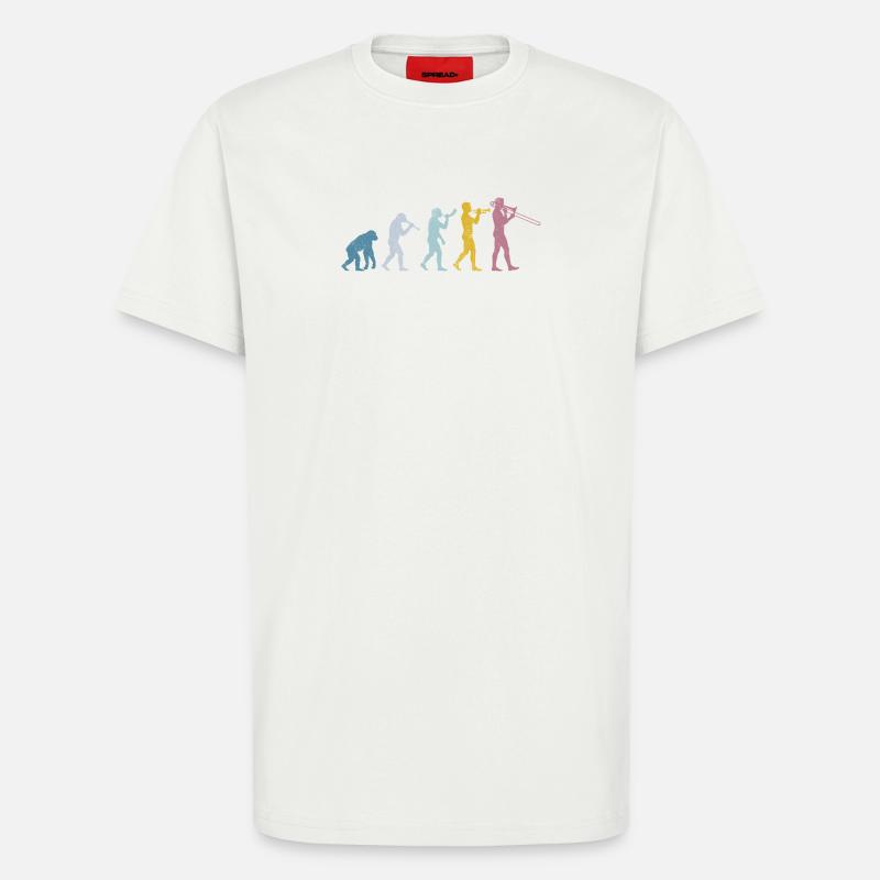 Évolution du trombone - T-shirt bio décontracté fabriqué en UE - OFF WHITE