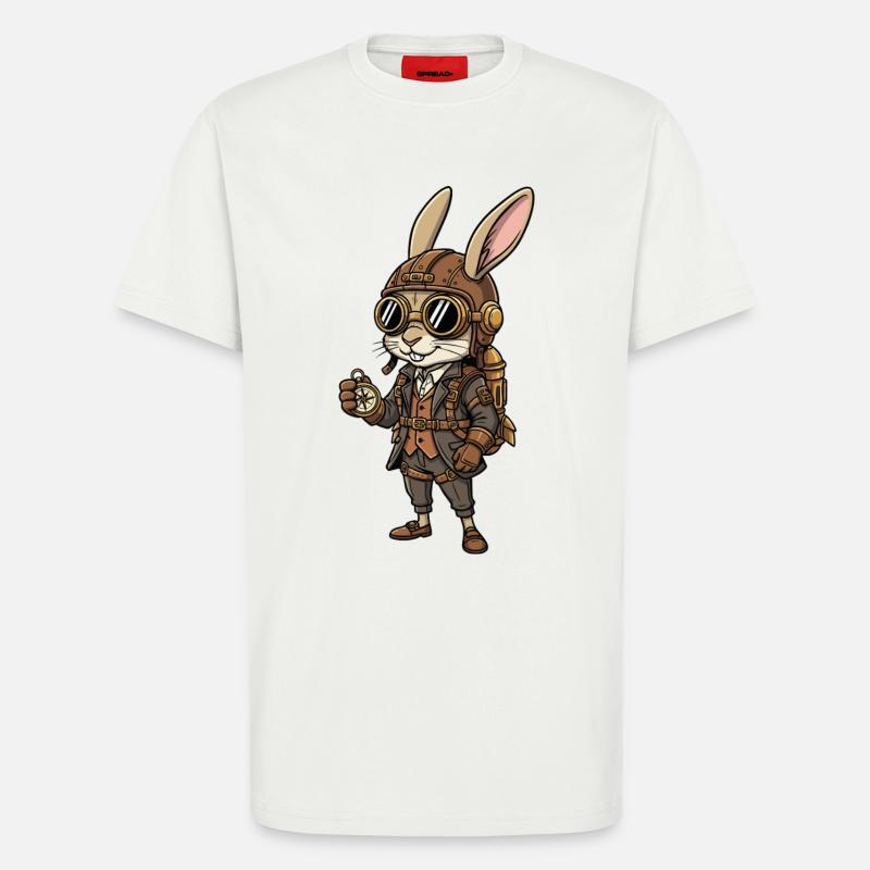 Bunny Explorer Steampunk Kompass Retro - T-Shirt - made by SPREAD - OFF WHITE