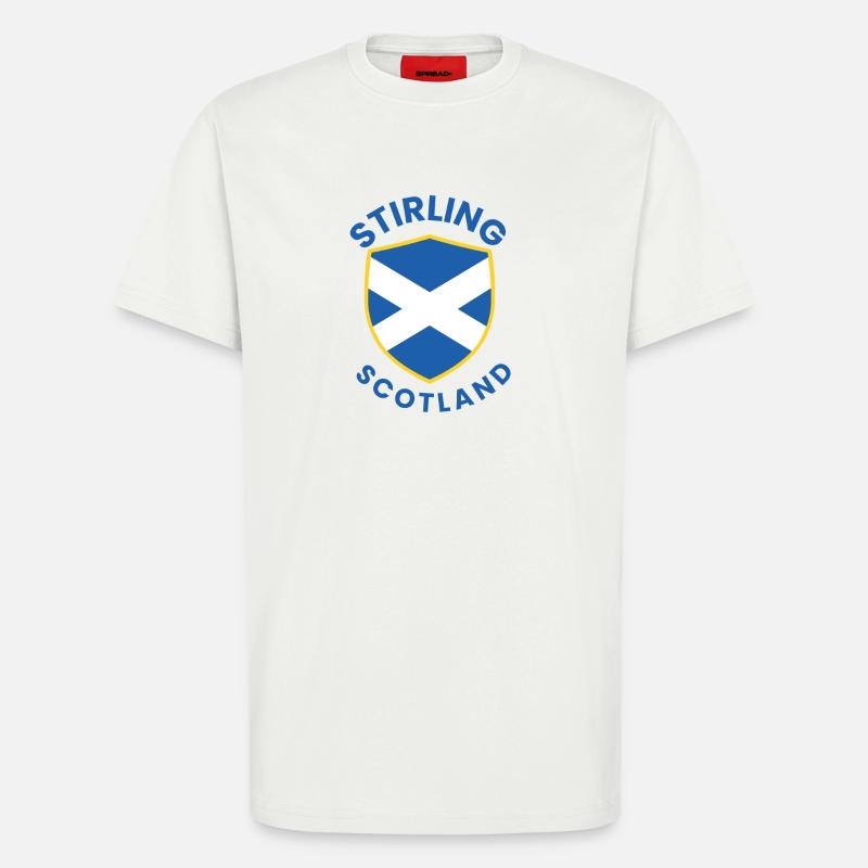 Conception du bouclier écossais de Stirling - T-shirt bio décontracté fabriqué en UE - OFF WHITE