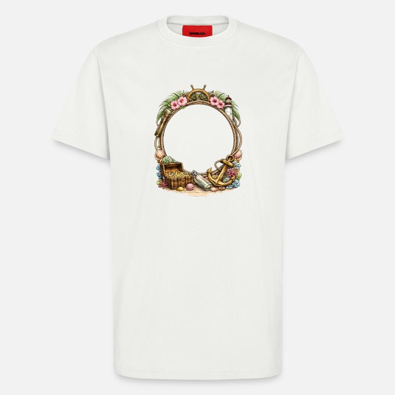Maritimer Rahmen mit Schatz und Anker - T-Shirt - made by SPREAD - OFF WHITE