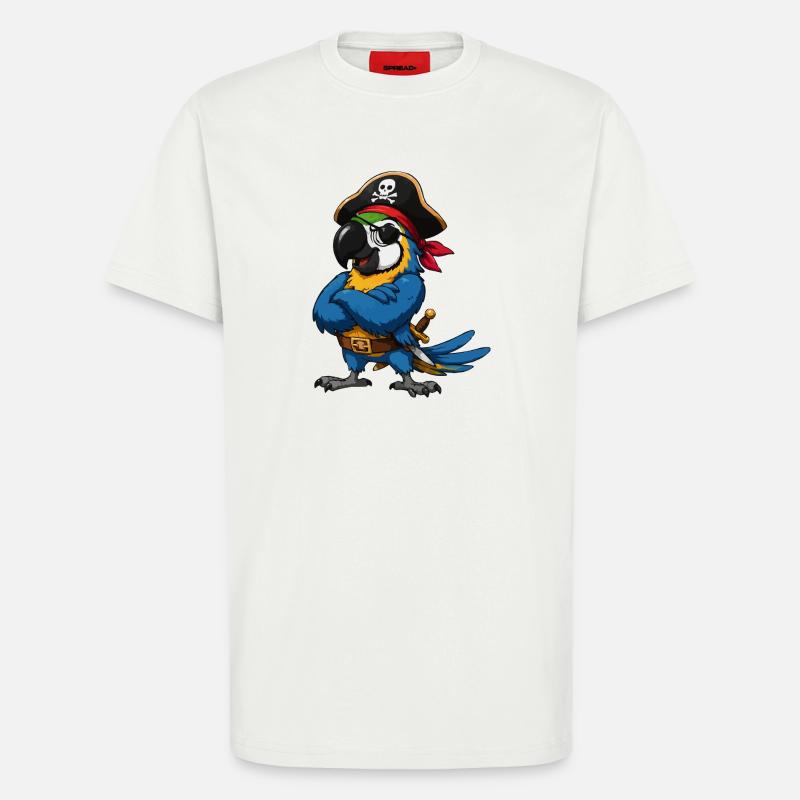Oiseau pirate avec cache-œil - T-shirt bio décontracté fabriqué en UE - OFF WHITE