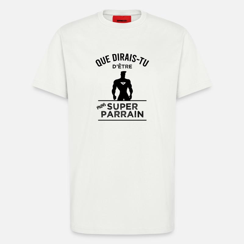 Deviens mon super parrain - T-shirt bio décontracté fabriqué en UE - OFF WHITE