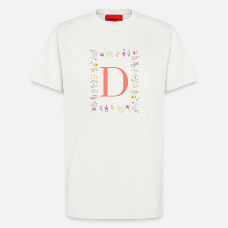 Florale Initialen "D", Buchstaben Monogramm  - T-Shirt - made by SPREAD - OFF WHITE