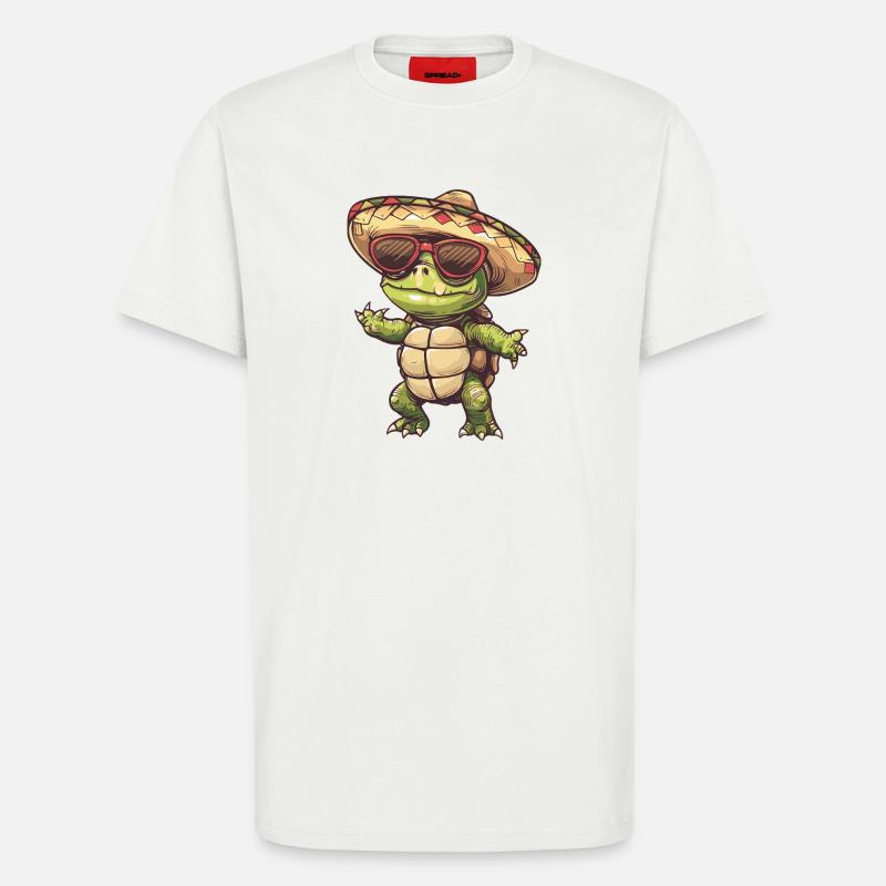 Turtle Comic Funny Sombrero - T-Shirt - made by SPREAD - OFF WHITE