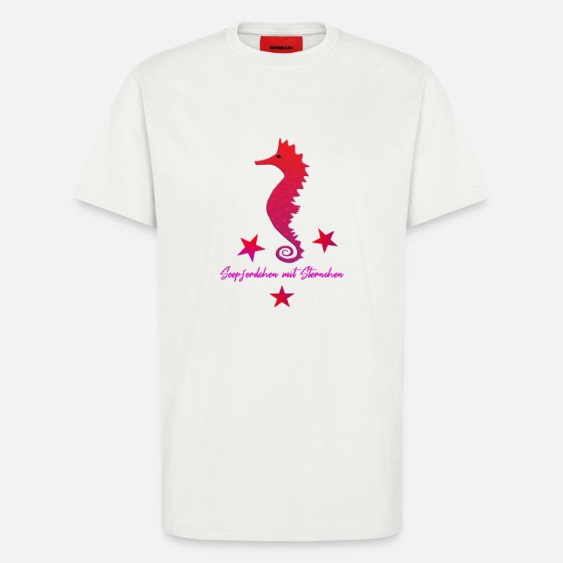 rotes Seepferd mit Sternchen - T-Shirt - made by SPREAD - OFF WHITE