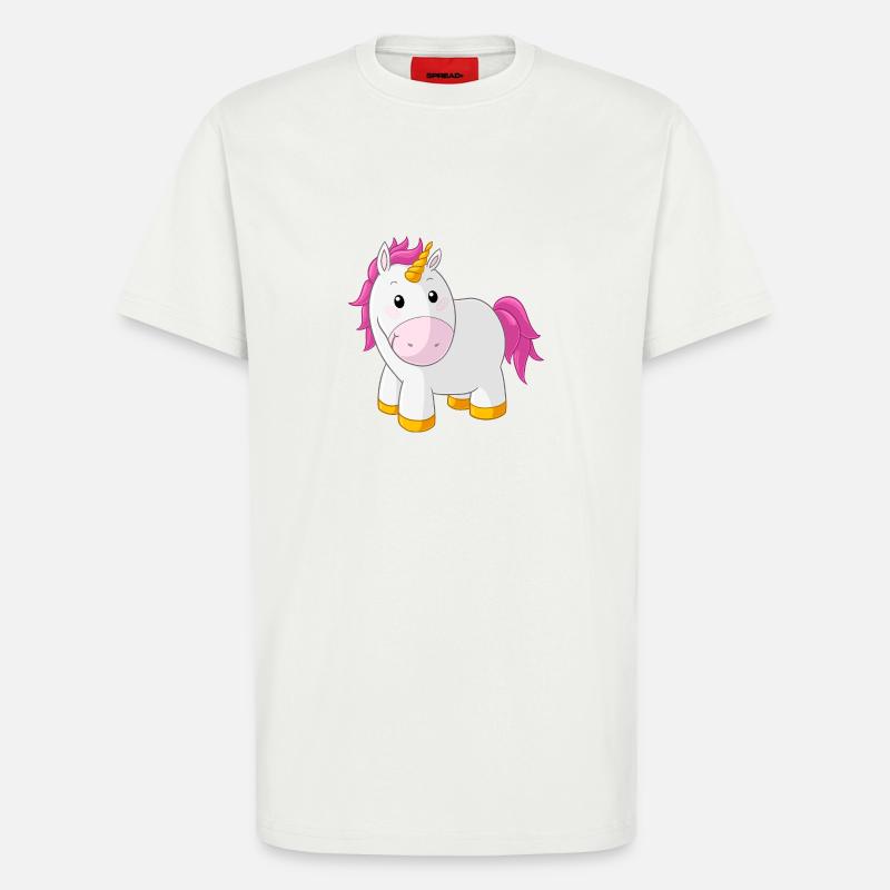 Pinkes glückliches Comic Einhorn - T-Shirt - made by SPREAD - OFF WHITE