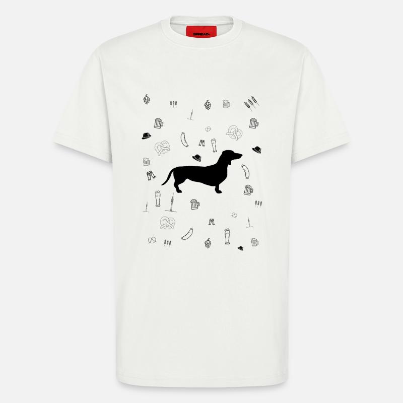 Münchner Lebensfreude: Dackel, Bier & Brezeln - T-Shirt - made by SPREAD - OFF WHITE