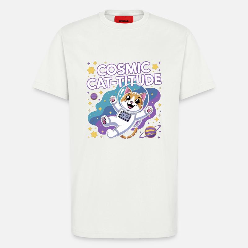 Cosmic Cat-titude – Intergalactic Cat Power - T-Shirt - made by SPREAD - OFF WHITE