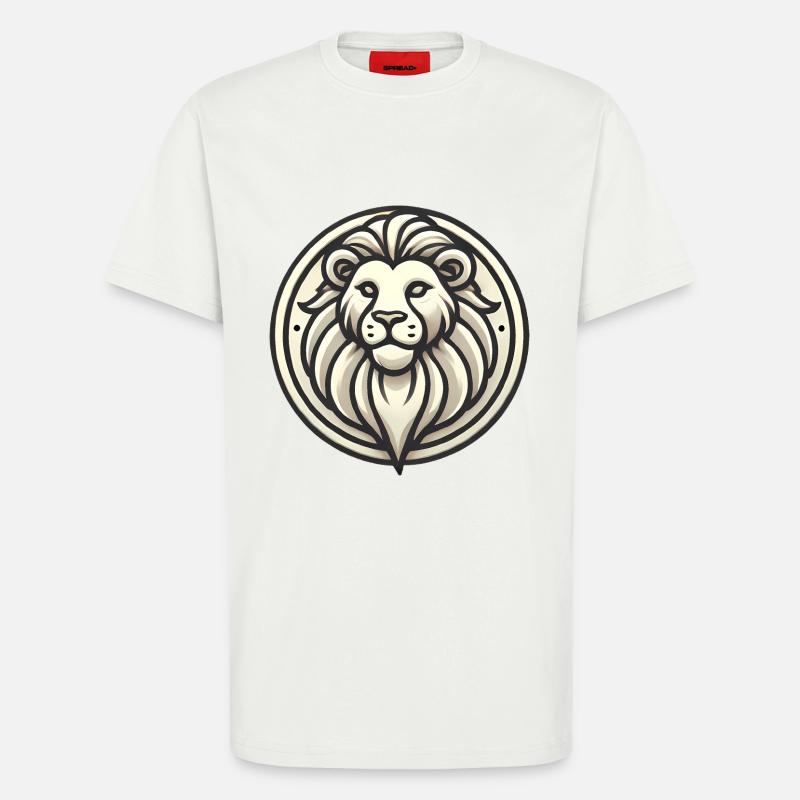 Conception d’insigne de lion stylisé - T-shirt bio décontracté fabriqué en UE - OFF WHITE