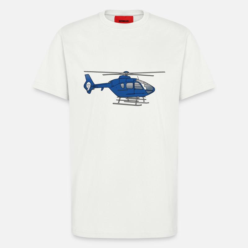 Blauer Hubschrauber Helikopter - T-Shirt - made by SPREAD - OFF WHITE