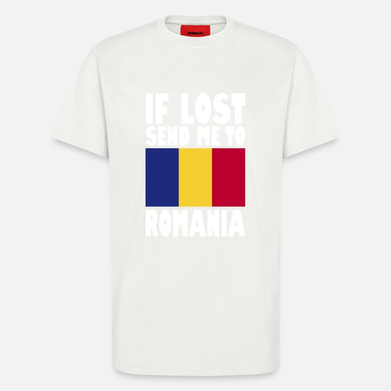 Slogan du drapeau roumain - T-shirt bio décontracté fabriqué en UE - OFF WHITE