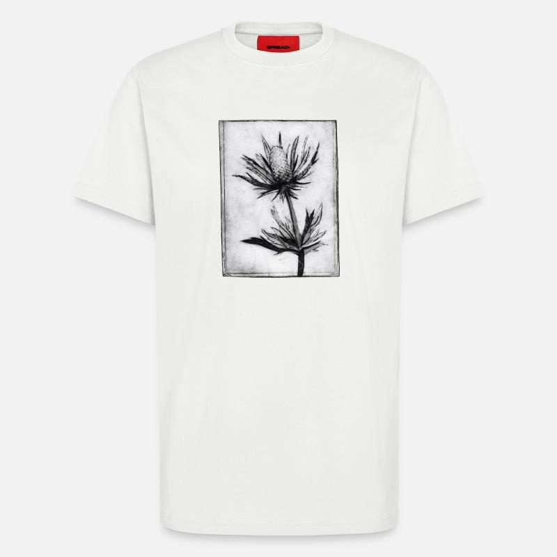 Distel - handgeschnitzte Druckvorlage - T-Shirt - made by SPREAD - OFF WHITE