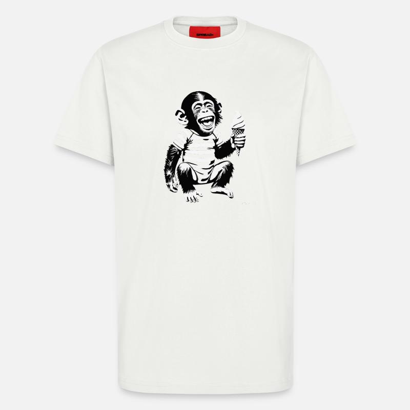 Verspielter Affe mit Eiscreme-Design - T-Shirt - made by SPREAD - OFF WHITE