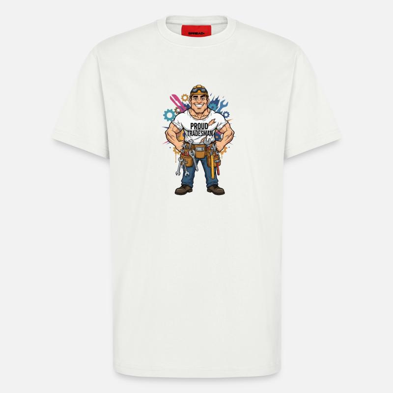 Stolzer Handwerker Comicstil Handwerk Beruf Design - T-Shirt - made by SPREAD - OFF WHITE