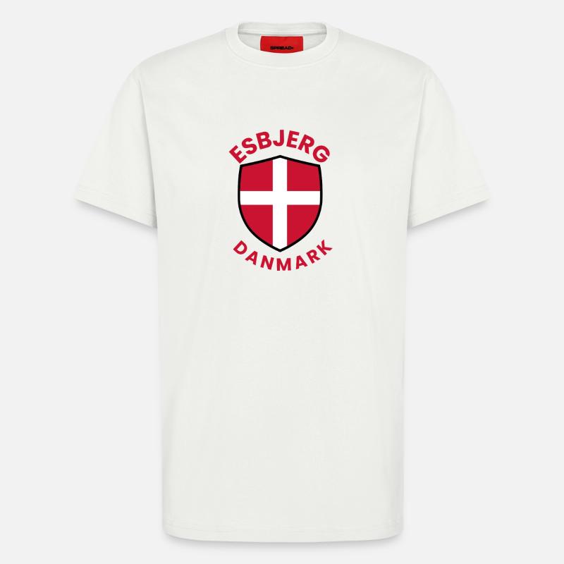 Esbjerg Denmark Shield with Danish flag - T-Shirt - made by SPREAD - OFF WHITE