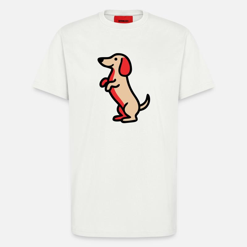 Süßer Dackel Hund Männchen Comic - T-Shirt - made by SPREAD - OFF WHITE