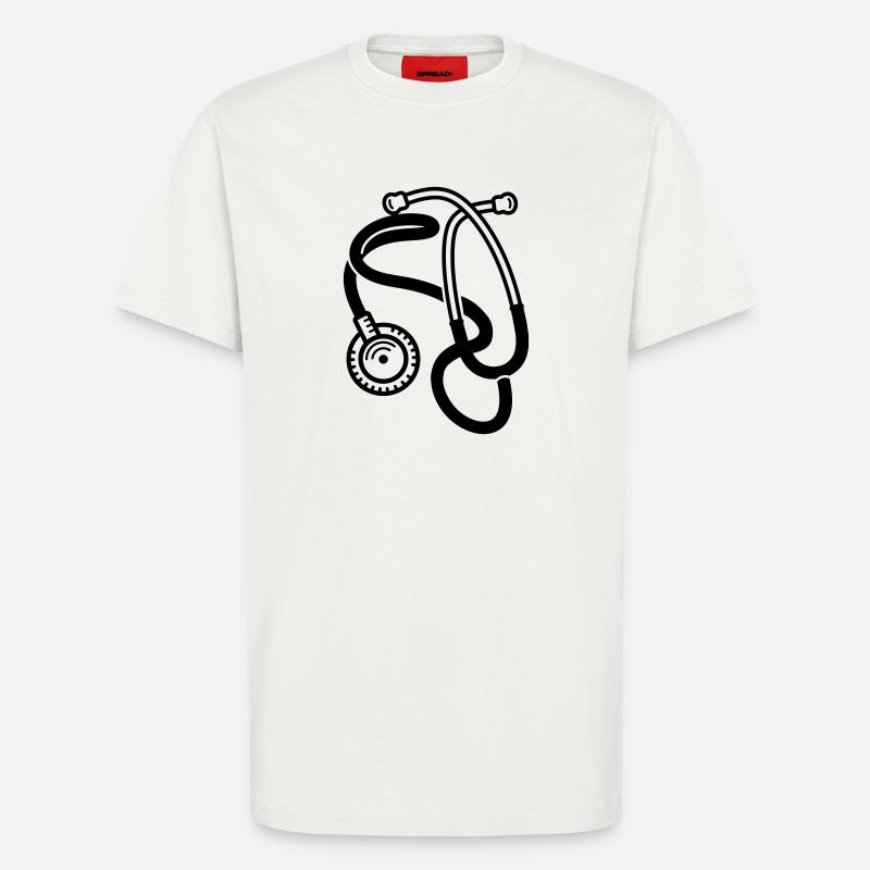 stéthoscope - T-shirt bio décontracté fabriqué en UE - OFF WHITE