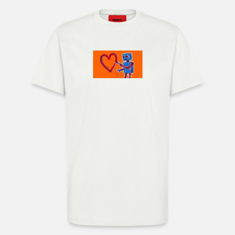 Robotherz auf Neonorange Hintergrund - T-Shirt - made by SPREAD - OFF WHITE