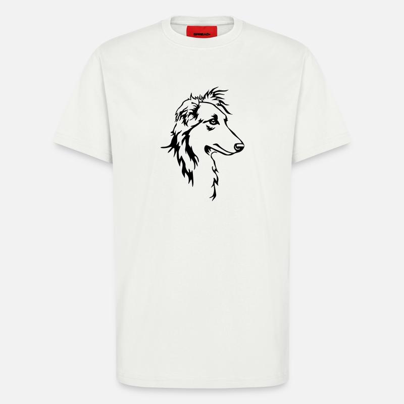 Langhaar Whippet Kopf - T-Shirt - made by SPREAD - OFF WHITE