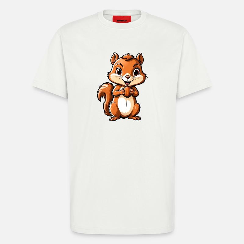 Niedliches Cartoon-Eichhörnchen mit Eichel - T-Shirt - made by SPREAD - OFF WHITE