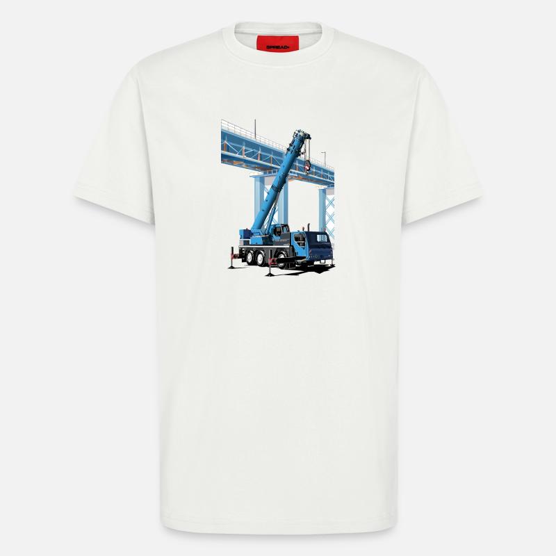 Mobile crane assembles bridge sections - T-Shirt - made by SPREAD - OFF WHITE