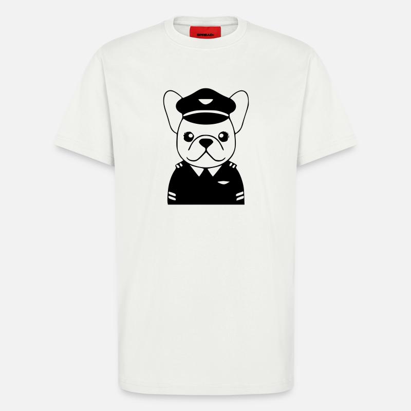Frenchie Pilot Uniform Black - T-Shirt - made by SPREAD - OFF WHITE