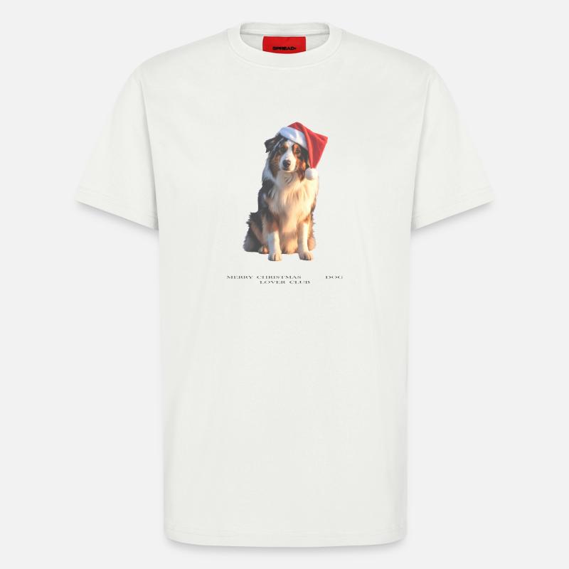 Boder Collie Weihnachts-Hund im Santa-Hut - T-Shirt - made by SPREAD - OFF WHITE