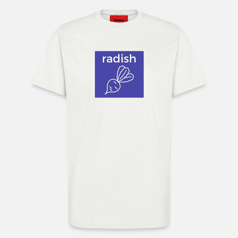 Radieschen Linienstil auf Blau - T-Shirt - made by SPREAD - OFF WHITE