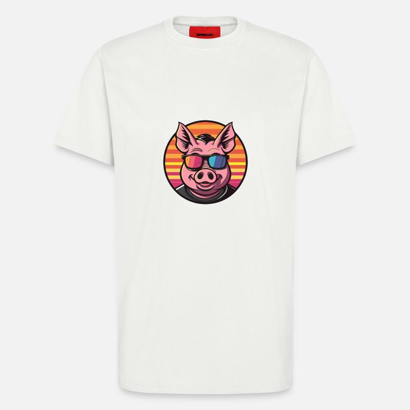 Schwein Comic Cool Sommer - T-Shirt - made by SPREAD - OFF WHITE