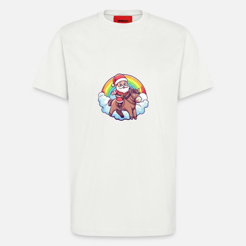 Esel Weihnachtsmann Regenbogen - T-Shirt - made by SPREAD - OFF WHITE