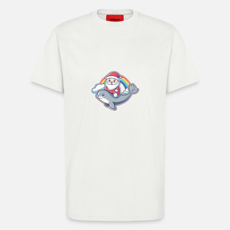 Robbe Tier Weihnachtsmann Regenbogen - T-Shirt - made by SPREAD - OFF WHITE