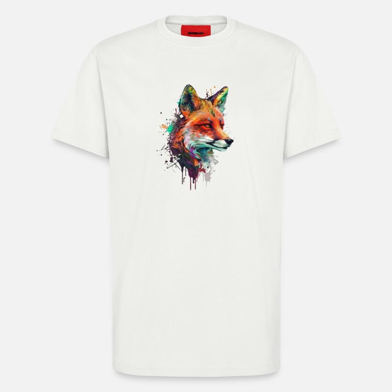 fuchs mit bunten farbklecksen - T-Shirt - made by SPREAD - OFF WHITE