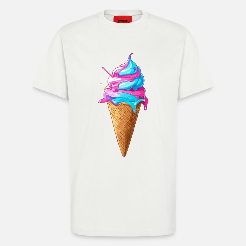Lecker Eiscreme | Synthwave Eistüte - T-Shirt - made by SPREAD - OFF WHITE