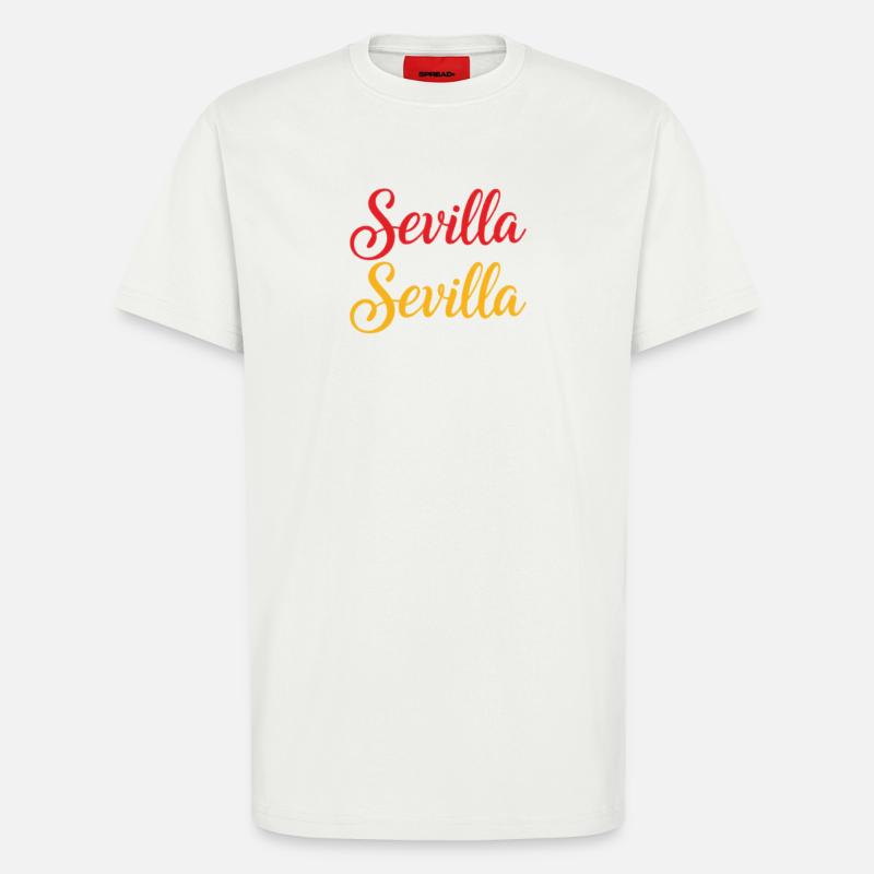 Sevilla Script Duo Rot Gelb Retro - T-Shirt - made by SPREAD - OFF WHITE