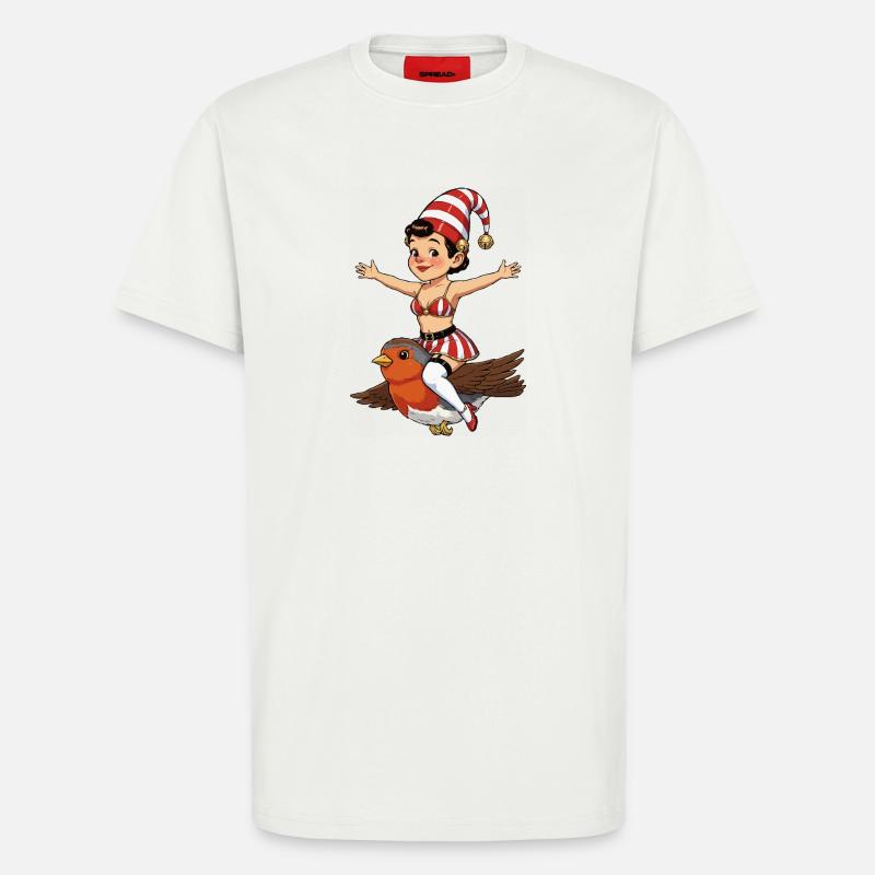 Fille name dans le dos, Robin - T-shirt bio décontracté fabriqué en UE - OFF WHITE