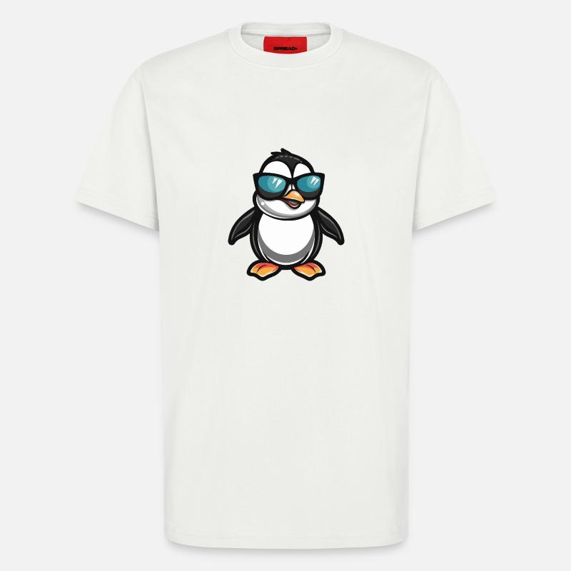 Penguin Cool Bande dessinée - T-shirt bio décontracté fabriqué en UE - OFF WHITE