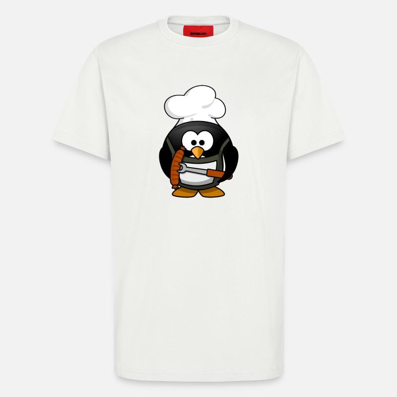 Kochpinguin mit Grillwurst - T-Shirt - made by SPREAD - OFF WHITE
