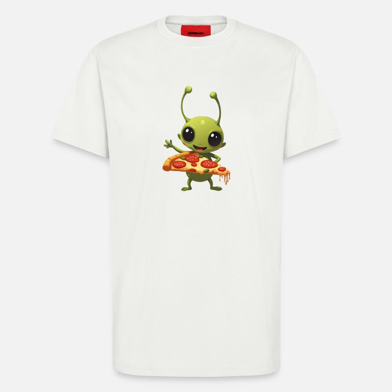Pizza and Alien - T-Shirt - made by SPREAD - OFF WHITE
