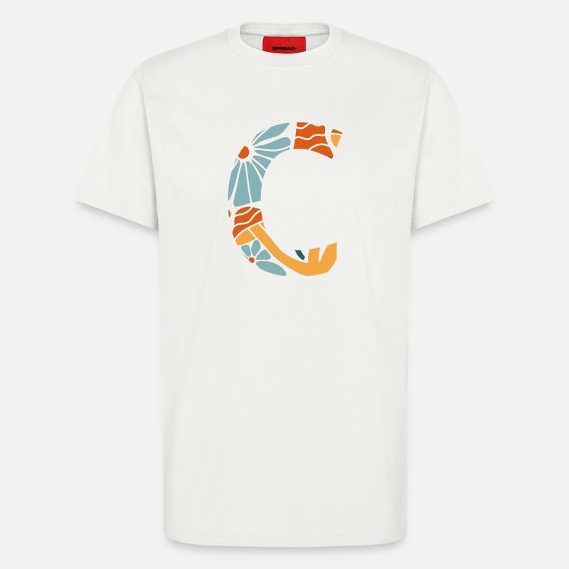 Buchstabe c groovy Blumen Geschenkidee - T-Shirt - made by SPREAD - OFF WHITE