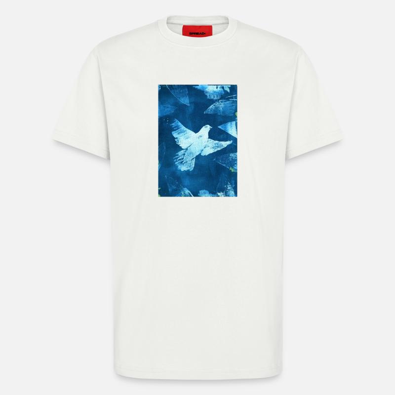 Blue Dove Peace Visual - T-shirt bio décontracté fabriqué en UE - OFF WHITE