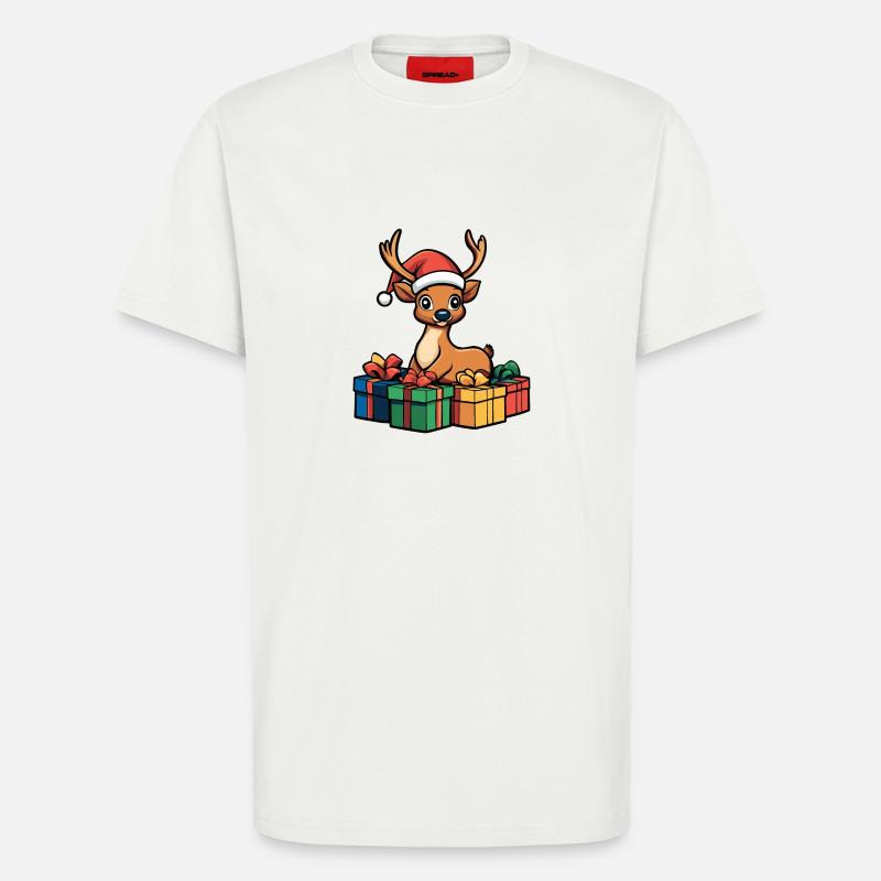 Hirsch Weihnachten Comic Geschenke - T-Shirt - made by SPREAD - OFF WHITE