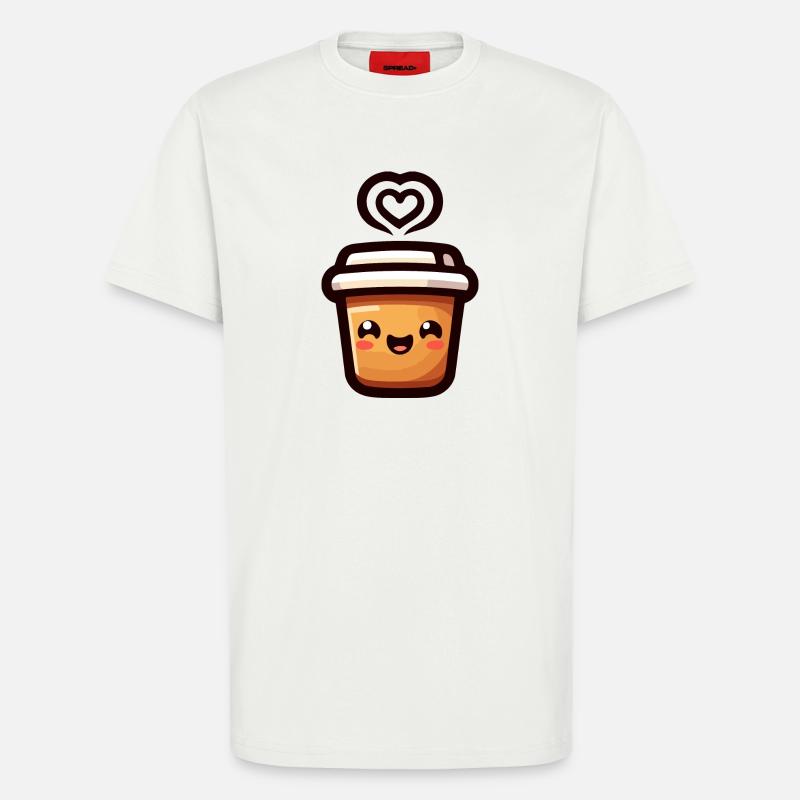 Caffeine Cutie : le joyeux Java - T-shirt bio décontracté fabriqué en UE - OFF WHITE